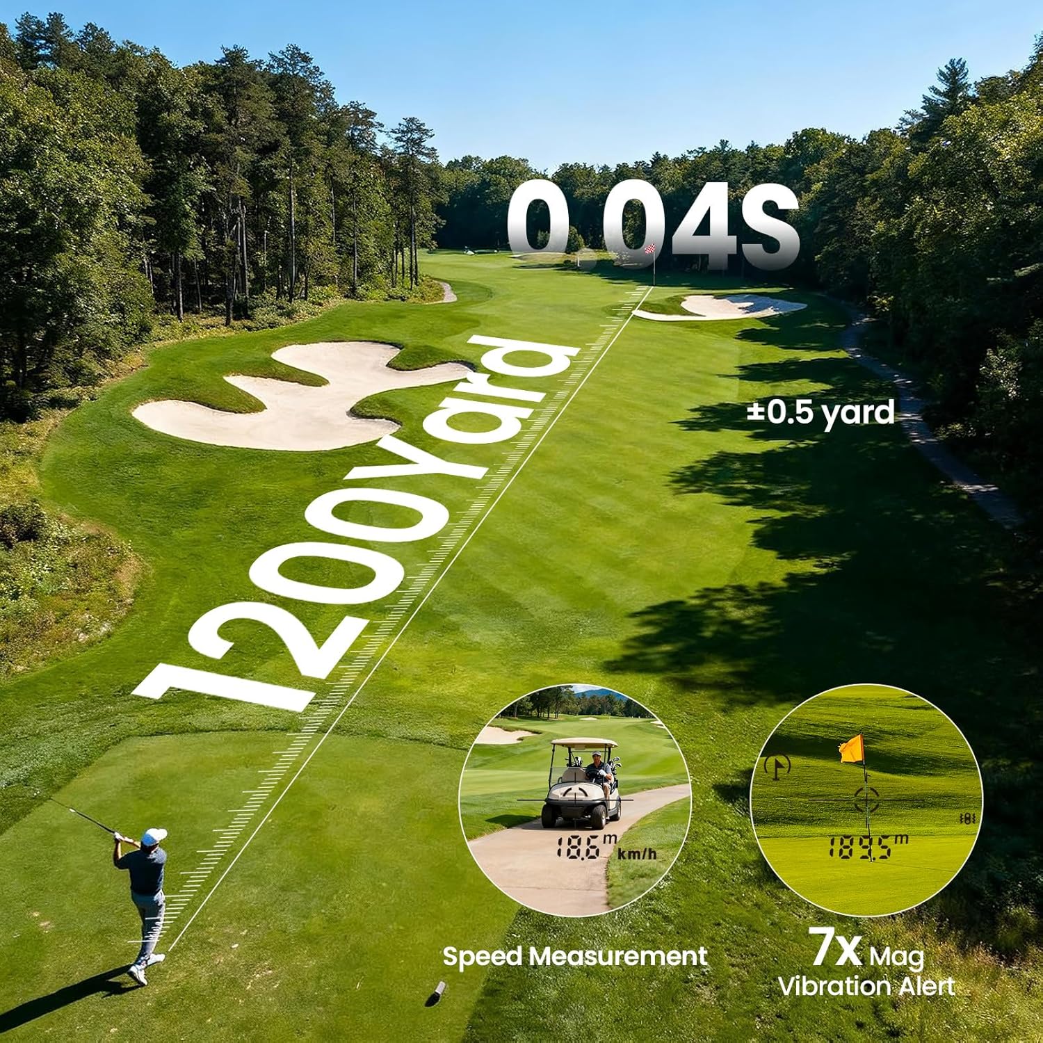 EENOUR Golf Rangefinder with Slope, 1200 Yards Range Finder Golf with Pin Lock Vibration, 7X Magnification, Rechargeable Range Finders for Golfing, Magnetic, IP54 Waterproof, Golf Accessories for Men Women