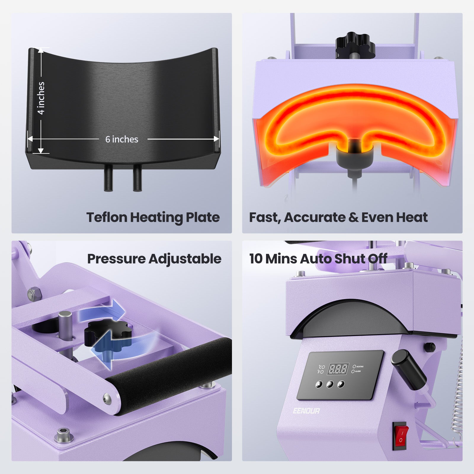 EENOUR Hat Heat Press Machine for Caps with Presice Temp&Timer Control, Timer Auto Starter - Hat Press with 2 Platens & Caps Stretcher for Vinyl, Sublimation, Heat Transfe
