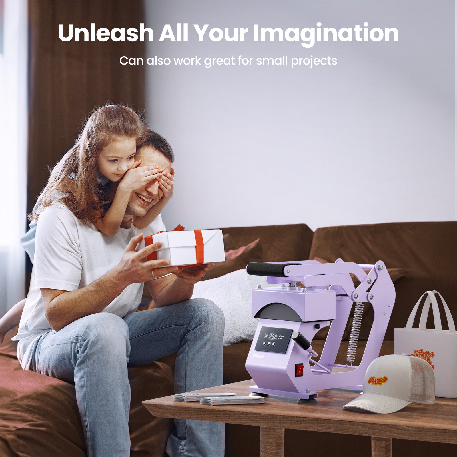 EENOUR Hat Heat Press Machine for Caps with Presice Temp&Timer Control, Timer Auto Starter - Hat Press with 2 Platens & Caps Stretcher for Vinyl, Sublimation, Heat Transfe