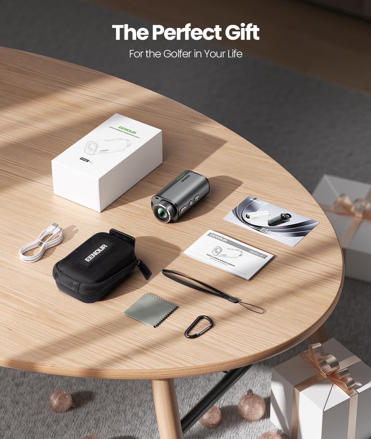 EENOUR Golf Rangefinder with Slope, 1200 Yards Laser Range Finder with Flag Pole Locking Vibration,7X Magnification, Rechargeable Battery,IP54 Waterproof（White）