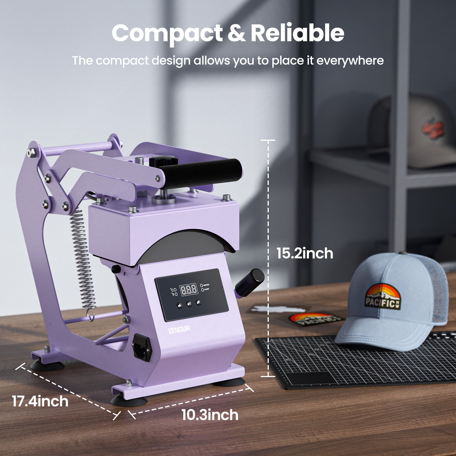 EENOUR Hat Heat Press Machine for Caps with Presice Temp&Timer Control, Timer Auto Starter - Hat Press with 2 Platens & Caps Stretcher for Vinyl, Sublimation, Heat Transfe