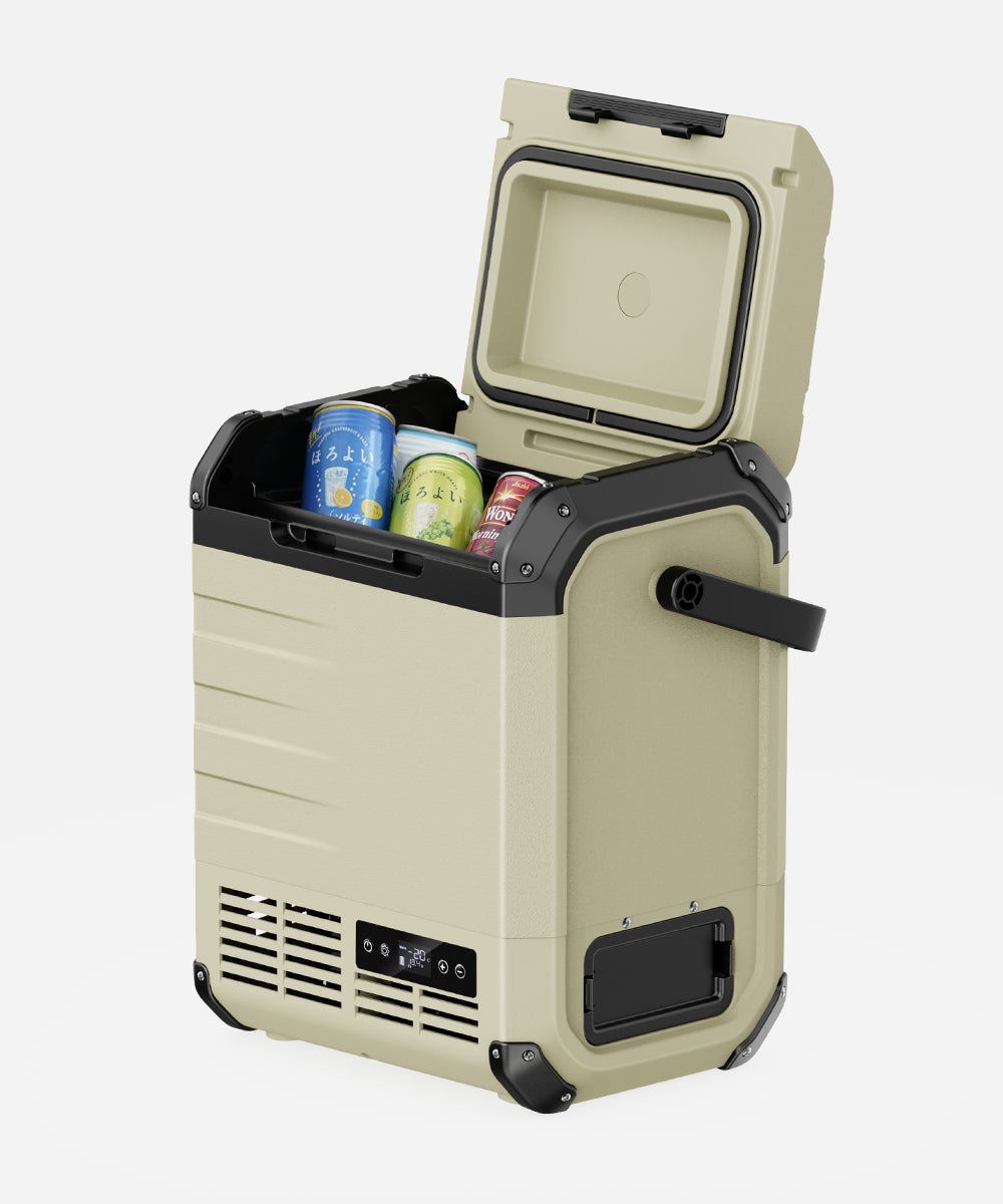 EENOUR D10 12V Portable Car Refrigerator – 10Qt Battery-Powered Fridge Freezer for Car, Truck, RV, Camping – DC/AC Powered – Khaki