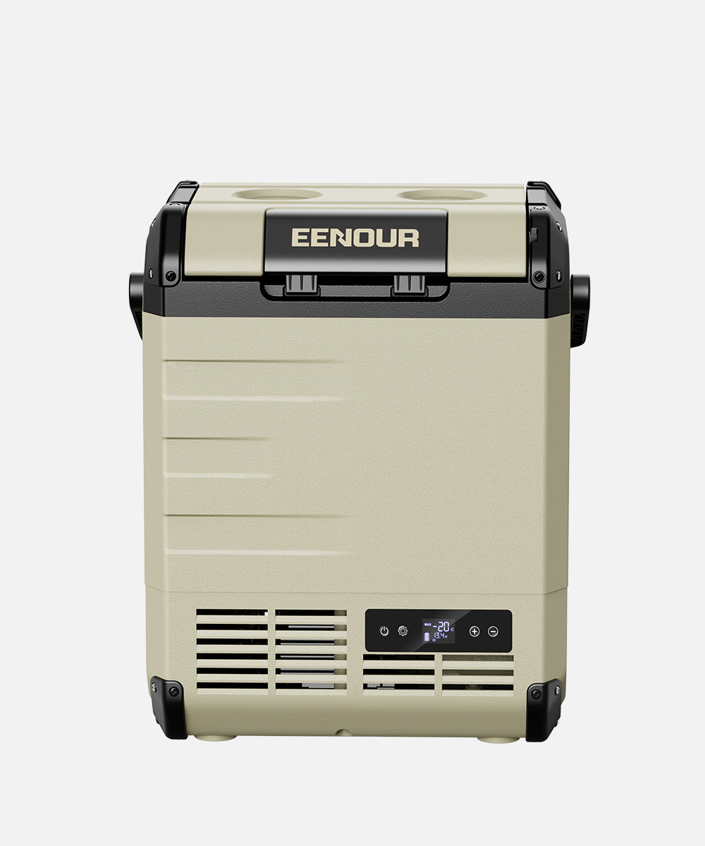 EENOUR D10 12V Portable Car Refrigerator – 10Qt Battery-Powered Fridge Freezer for Car, Truck, RV, Camping – DC/AC Powered – Khaki