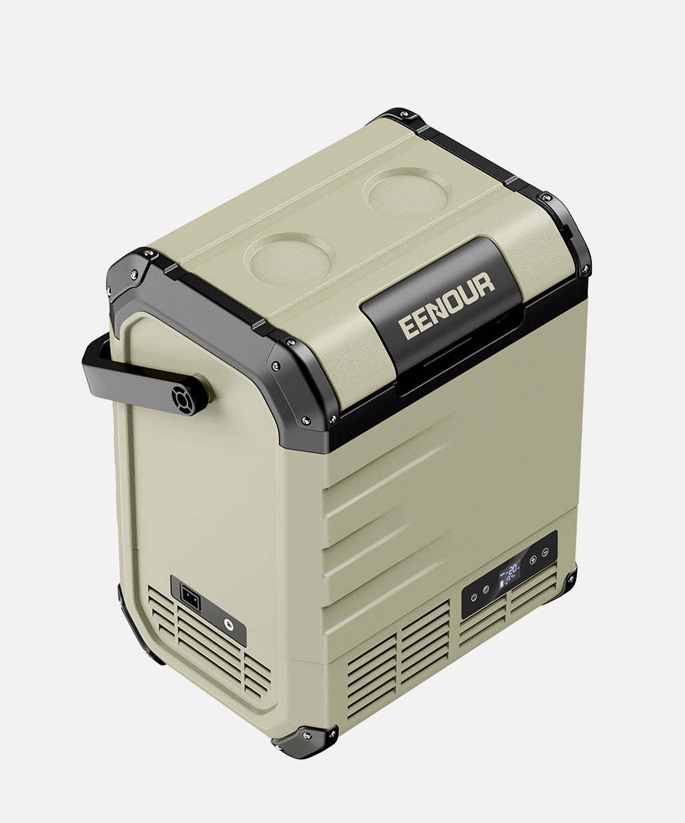 EENOUR D10 12V Portable Car Refrigerator – 10Qt Battery-Powered Fridge Freezer for Car, Truck, RV, Camping – DC/AC Powered – Khaki
